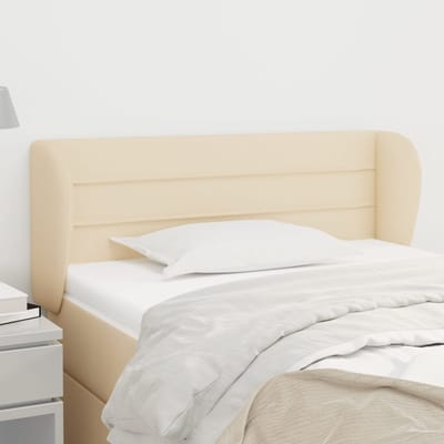 vidaXL - Hoofdbord - met - randen - 83x23x78/88 - cm - stof - crèmekleurig