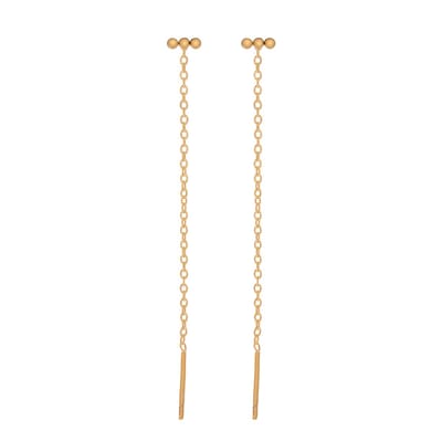 Essentialistics - Stud doortrek oorbellen balletjes op een rij - Nikkelvrij - Goudkleur - Stainless steel (verkleurt niet)