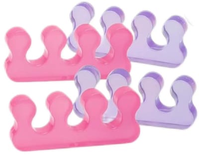 Daity Teenspreiders voor dames - teenspreiders voor dames - herbruikbare teenspreiders - teenspreiders voor nagellak - zachte gelpedicure-instrumenten. Roze-paars (4 stuks)