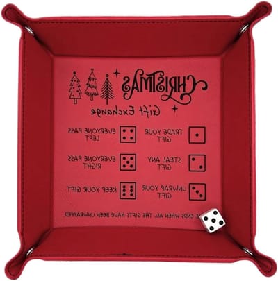 Dobbelsteenbak Opvouwbaar - Rolbak Dobbelstenen - Spelavonden Verbeteren - Met Gegraveerde Regels - 16.2 x 16.2 cm - Rood