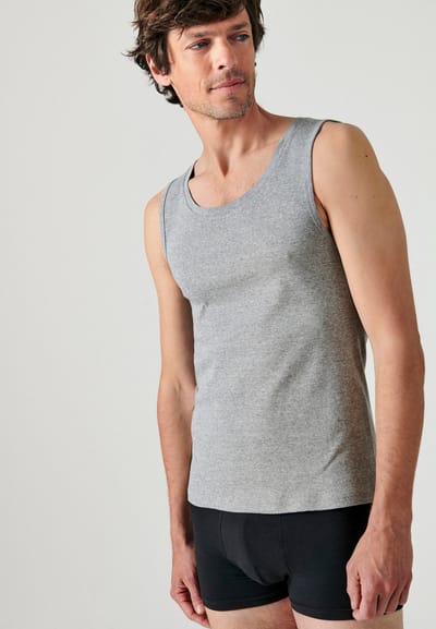 Damart - Set van 2 Essential tanktops van zuiver gekamd katoen - Heren - Grijs - (94-101) M
