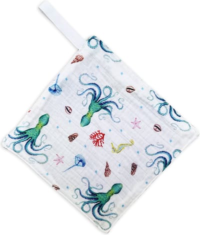 World of Mies - speendoekje octopus - babyverzorging - hydrofiel en velours - handgeschilderd design door Mies
