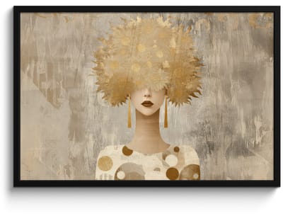 Poster in lijst - Fotolijst 90x60 cm - Posters - Goud - Portret - Vrouw - Posterlijst zwart - Decoratie - Wanddecoratie woonkamer - Muurdecoratie slaapkamer