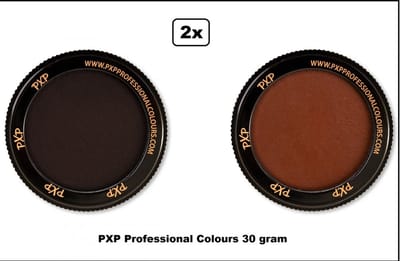 2x Set PXP Professional Colours schmink bruin en donkerbruin 30 gram - Schminken verjaardag feest festival thema feest