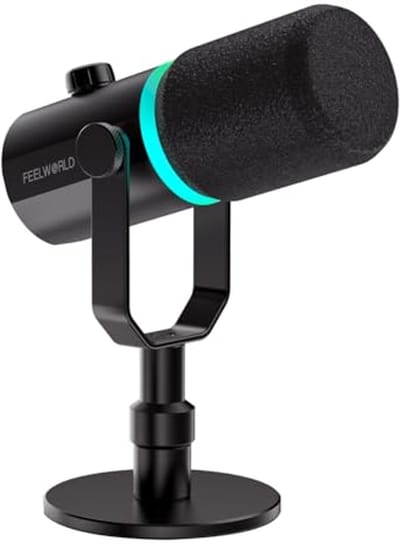 Dynamische Microfoon met XLR/USB voor Podcast en Gaming - RGB Licht, Stille Modus, Hoofdtelefoon Jack, Bureau Standaard, XLR Kabel