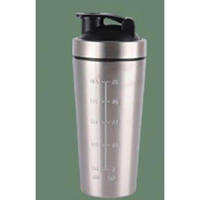 Roestvrijstalen Shakerfles Draagbare eiwitpoeder shakerbeker Sportmok Lekvrij Outdoor Fitness Whey Shakes Beker met Schaal 500ml gray