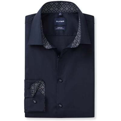 OLYMP No. Six Overhemd, Super Slim, Kent, Marineblauw