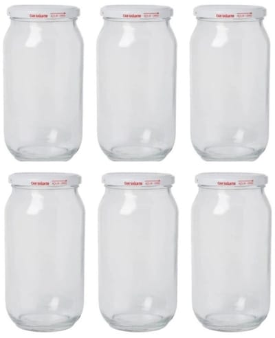 Van coos&aar | Glazen pot 1 liter met witte twist-off deksel - weckpot set van 4 stuks - voorraad pot- voedsel bewaren - glas - draaideksel