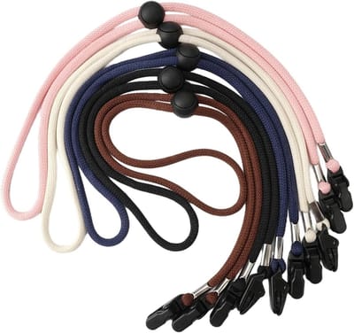 Outdoor Hat Strap Clips - 5 Pcs Adjustable Windproof Anti Loss Hat Band - Elastic Removable Chin Strap for Golf Boat Tours (White Blue Pink Brown)