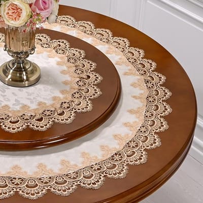 Ronde tafelkleed Eettafelhoes Amerikaanse Retro Kant Bloem Kussen Tafelkleden Handdoekhoes Landelijk Stof Stofdoek Diameter 50cm Round