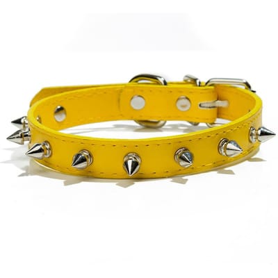 Harp Spiked Studded Lederen Halsbanden Pu Voor Kleine Middelgrote Honden Huisdier Kraag Klinknagels Anti-Bite Huisdier Producten Nekband (yellow,M) geel