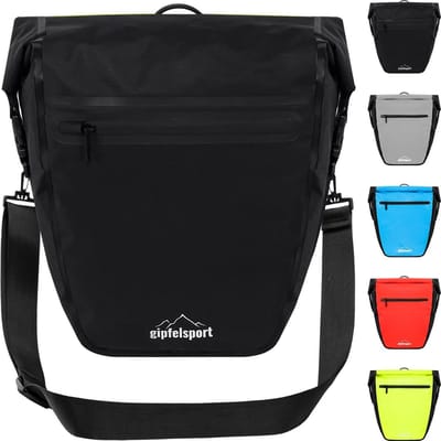 Fietstas met 21 liter volume voor bagagedrager - Waterdicht en Reflecterend Zwart