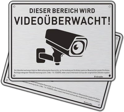 Videobewaking bord voor privépercelen - Aluminimum 20 x 15 cm - Zelfklevend