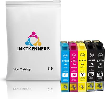 Inktcartridges Geschikt voor Epson 16 / 16XL | Multipack van 5 cartridges Geschikt voor Epson Workforce 2010W, 2510WF, 2520NF, 2530WF, 2540WF, 2630WF, 2650WF, 2660WF, 2750DWF, 2760DWF