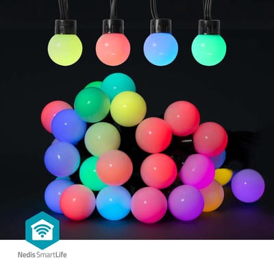 Nedis SmartLife Decoratieve Verlichting - Feestverlichting - Wi-Fi - RGB - 48 LED's - 10.8 m - Android / IOS - Diameter bulb: 30 mm