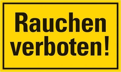 Pickup kunststoff Schild 25x15 cm RAUCHEN VERBOTEN Gelb