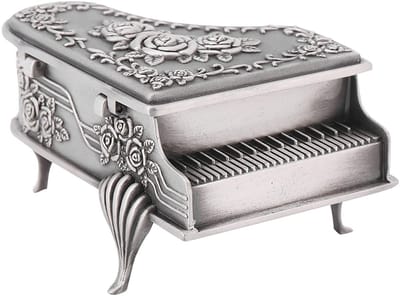 Dailygoods- Sieradenopbergdoos Compact - Zinklegering - Piano-vorm - Oorbellen/Kettingen - Lichtgewicht - 9x6.5x5cm - Sieradenbox