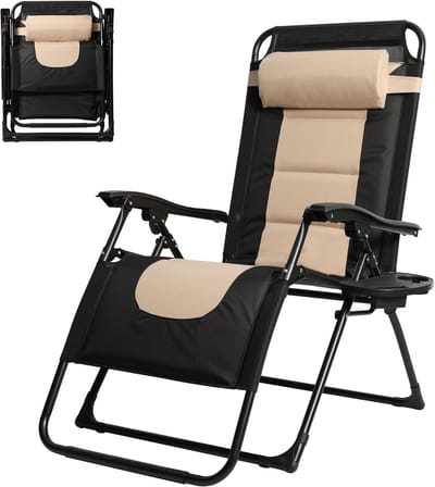 Zonneligstoel Inklapbaar - Relaxstoel Tuin - Ontspannen Buiten - Verstelbare Rugleuning - Tot 150 kg - Beige