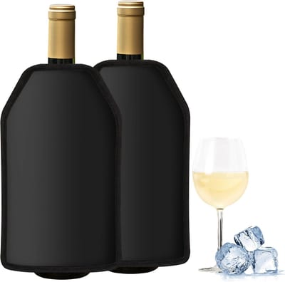 Thijox - 2 Stuks Herbruikbare Wijnkoeler voor 0,75L Fles, Snelle Uittrekbare Koelhuls tot 6,5 cm, Geïsoleerde Koeltas voor Champagne, Bier, Schuimwijn