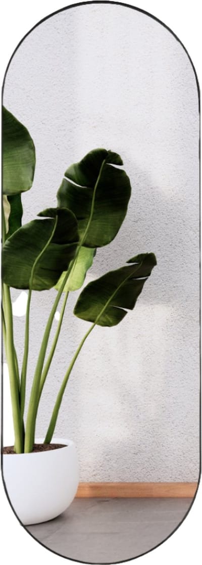 MISOU Spiegel - Passpiegel - Zwart - Ovaal - Hangend - 112x40cm - Glas - Wandspiegel - ARIEN
