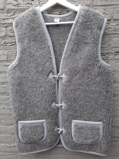 Schapenwollen bodywarmer 100% natuurproduct - Grijs - schapenwol - Maat S - vest - wol