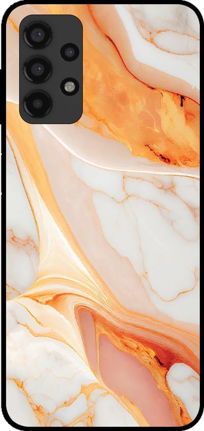 Smartphonica Telefoonhoesje voor Samsung Galaxy A13 4G met marmer opdruk - TPU backcover case marble design - Oranje geschikt voor Samsung Galaxy A13 4G