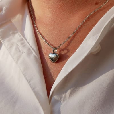 Ashanger met Ketting - As Ketting Urn - Assieraad Zilver - Hart