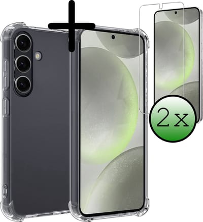 Hoesje Met Screenprotector - 2 Stuks - Geschikt voor Samsung Galaxy S24 - Sterk & Shockproof - Siliconen Case - Back Cover - Telefoon Hoes - Shock Proof - Transparant