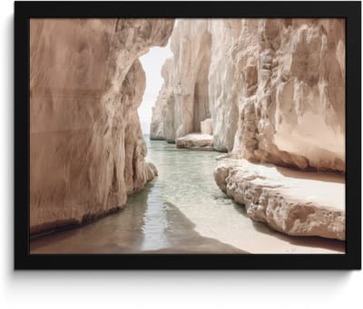 Poster in lijst - Fotolijst 40x30 cm - Posters - Rotsen - Zee - Zand - Kloof - Posterlijst zwart - Decoratie - Wanddecoratie woonkamer - Muurdecoratie slaapkamer