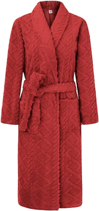 Dames Kamerjas - Badjas Fleece - Ontspannen Thuis - Zachte Koraalstof - Middellang - Rood