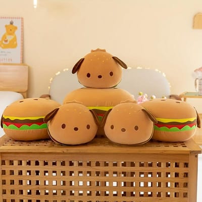 Burger Hondenkussen - Grappig Prank Cadeaucheeseburger Kussenpluche Hamburger Pluche Kussen Speelgoed Cadeau Voor Vrienden 25cm oranje