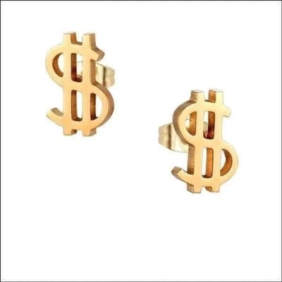 Aramat Jewels | Oorbellen | Stalen Dollar Oorbellen RVS | Goudkleurig | |6mm | Staal | Volwassenen | Verkleurd niet