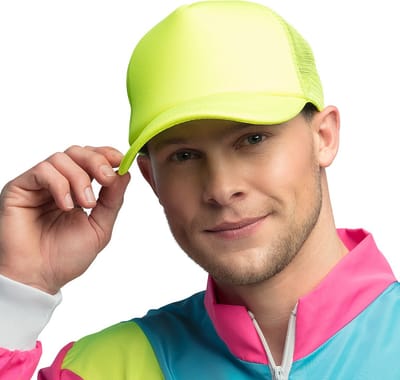 Boland pet neon - geel - volwassenen - unisex - 80/90s thema - uv blacklight- carnaval