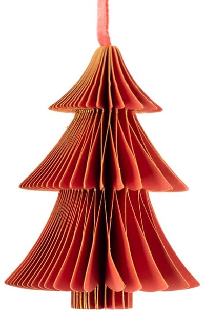 Papieren honeycomb kerstboom rood