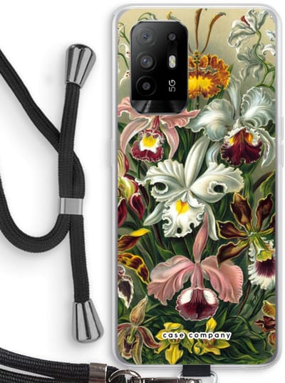 Case Company® - Hoesje met koord geschikt voor Oppo A94 5G hoesje met Koord - Haeckel Orchidae - Telefoonhoesje met Zwart Koord - Bescherming aan alle Kanten en Over de Schermrand