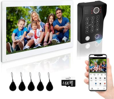 Video Deur Intercom - Beveiligingssysteem - Toegang Controleren - 5-in-1 Ontgrendeling - 10 Inch Touchscreen - Zwart