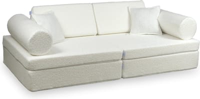 XXL Modulaire bank - Speelsofa- Bouclé Cream Comfort (inclusief 2 bolsters en 2 kussens)