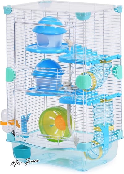 Mrs. Jones Hamsterkooi 27 x 20.5 x 47 cm groot tubes drinkfles eetbakje willekeurige kleur - huisdierbenodigdheden - hamsterkooi met accessoires .