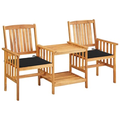 vidaXL - Tuinstoelen - met - tafeltje - en - kussens - massief - acaciahout