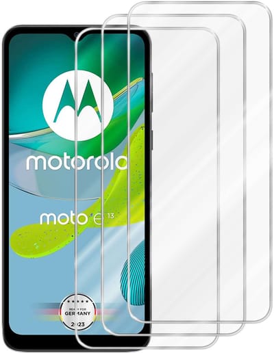 Cadorabo 3x Screenprotector geschikt voor Motorola MOTO E13 - Beschermende Pantser Film in KRISTALHELDER - Getemperd (Tempered) Display beschermend glas in 9H hardheid met 3D Touch