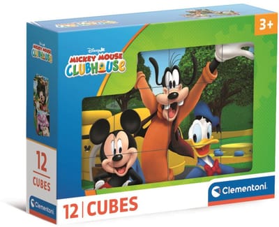 Clementoni Cubi 12 Mickey Mouse Club House - Disney Blokkenpuzzel met 6 Afbeeldingen - Kubus Puzzel, Blokken en Blokjes Speelgoed voor Jonge Kinderen