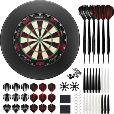 Target TOR Dartbord + Surround + KOTO Accessory Kit Steeltip Black 90 Pieces - Dartset