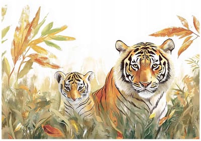 WALLARENA - Fotobehang - 150x105 cm - grappige tijger dieren fotobehang voor kinderkamer