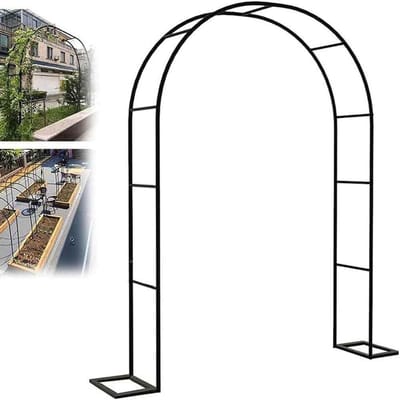 Zwart metalen tuinboog, zware rozenprieel voor klimplanten, ondersteuning van grote bruiloftsbogen 140 cm breed 180 cm hoog 240 cm lang 120 cm breed ideaal voor buitendecoratie en evenementen