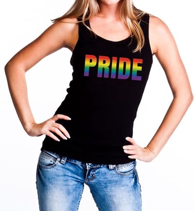 Pride regenboog gaypride tanktop - zwart regenboog singlet voor dames - gaypride M