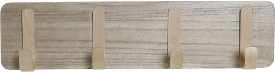 Houten muurkapstok/rek met 4 haken 48 cm - Woonaccessoires - Kleding/jassen ophangen - Muur kapstokken