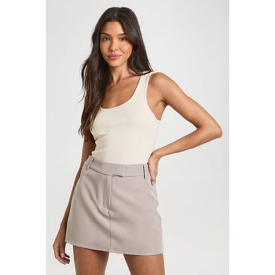 boohoo Dames Gemêleerde Getailleerde Mini Skort | Taupe | Maat: 34