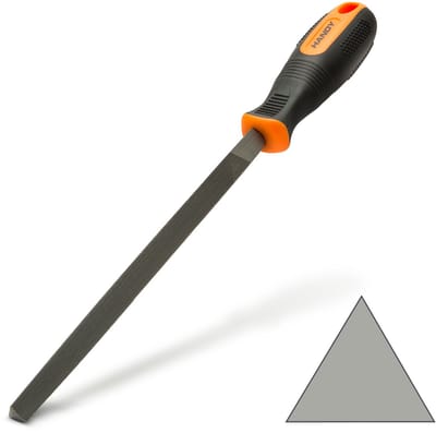 Precisievijl Driehoek – Second Cut – Middelgrof – Gehard Snijvlak – Ergonomische Rubber Handgreep – Geschikt Voor Metaal En Hout – Ideaal Voor Hoeken, Randen, Ontbramen En Fijn Afwerkwerk In Werkplaats Of Hobbygebruik [10611]