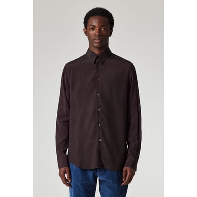 Paul Smith Mens S/c Casual Fit Shirt Burgundy/ Borde Maat: M | Casual Overhemden Outlet | Heren | Bordeaux