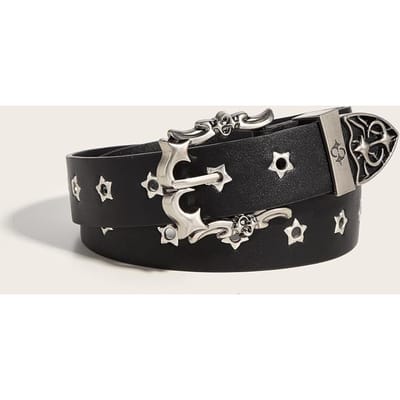 Ster Oog Klinknagel Studded Riem Voor Mannen en Vrouwen Gotische Pin Gesp Mode Casual Punk PU Leer Tailleband Hip Hop Jeans Riem zwart